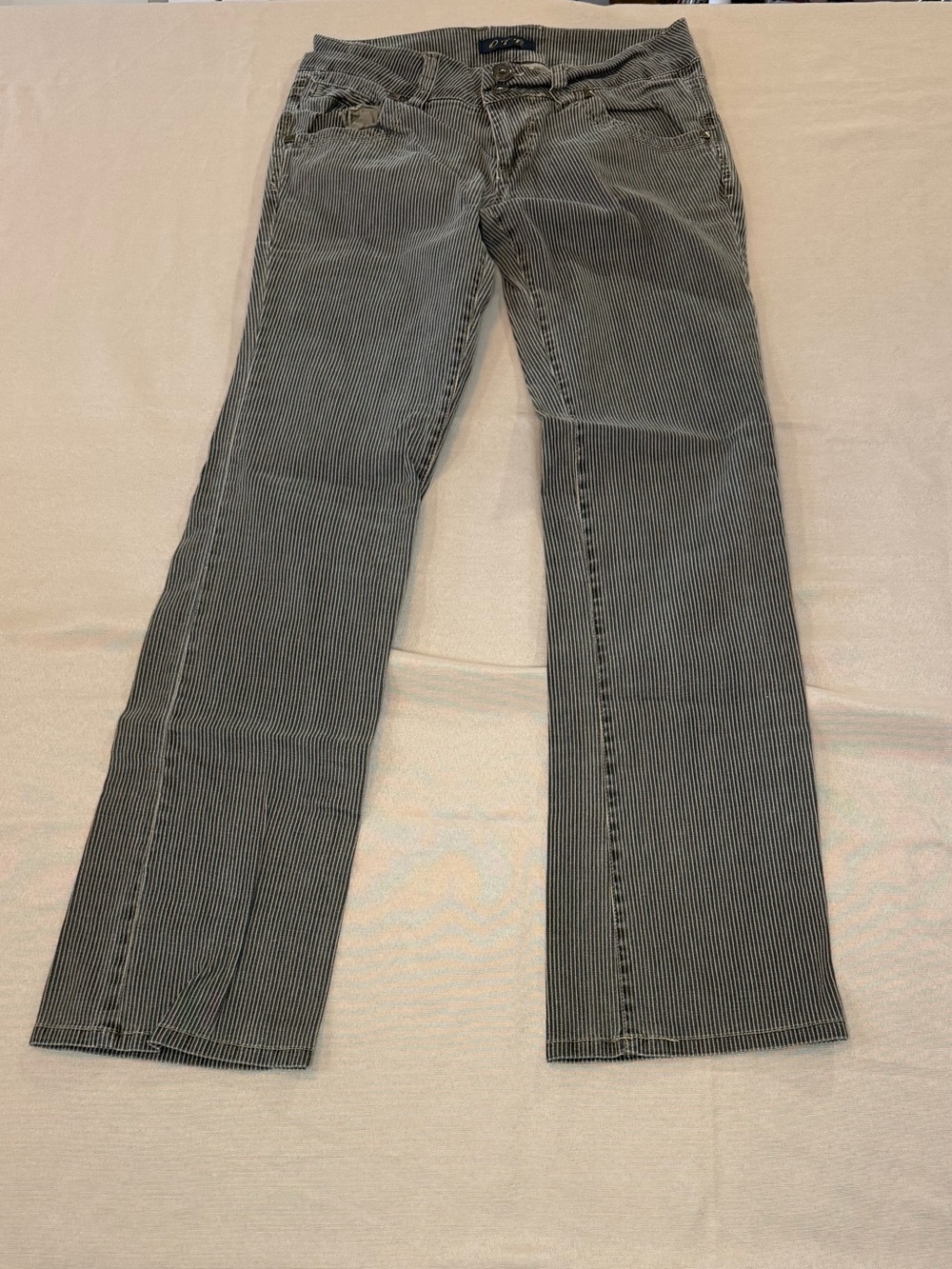 Women’s Brown Striped Boot-Cut Jeans
